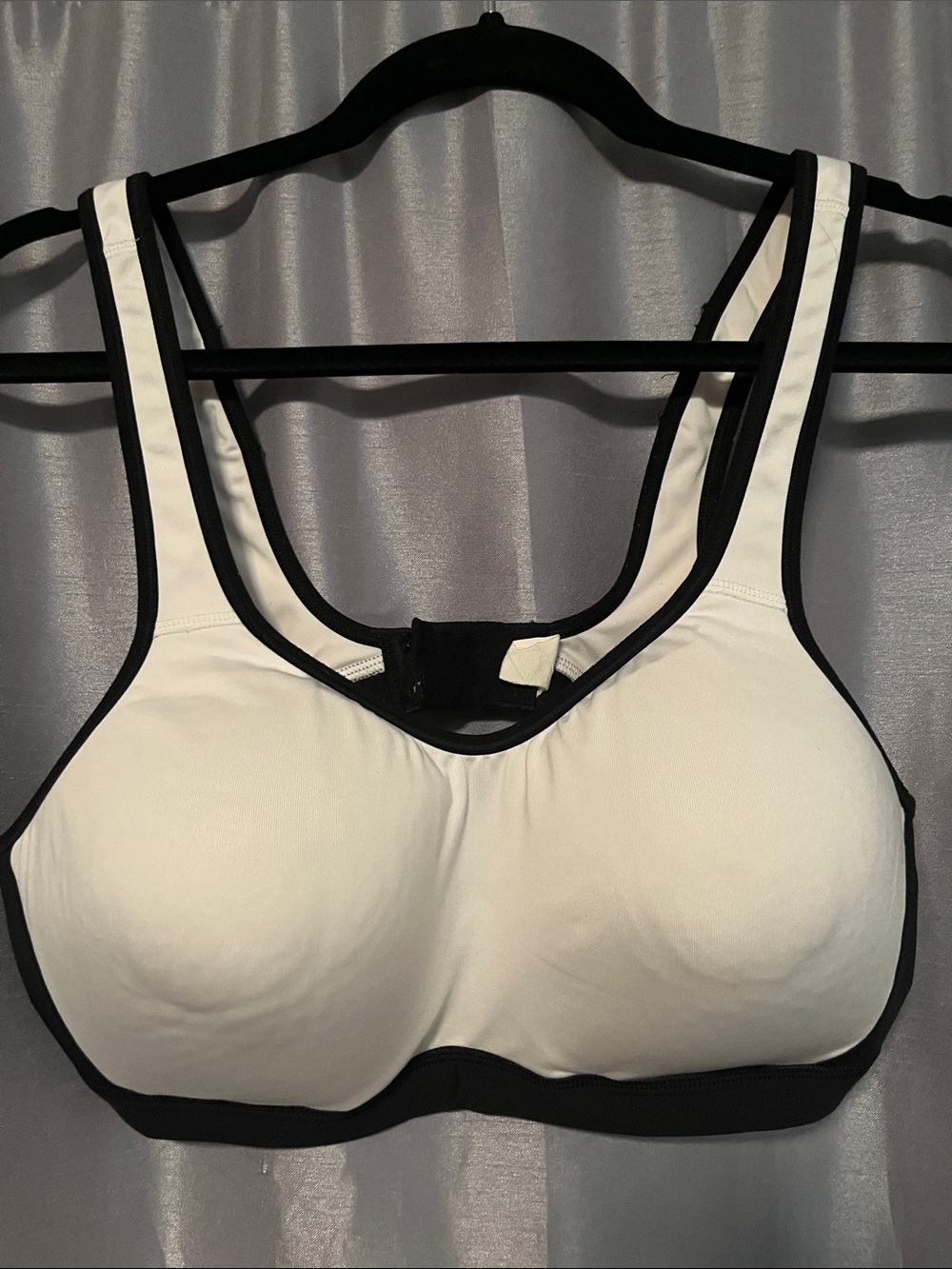 Champion White Sports Bra with Black Trim - Supportive Athletic Bra